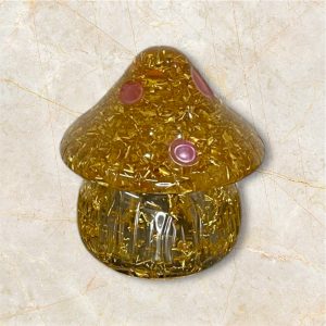 La boite champignon transparent et feuille d'or