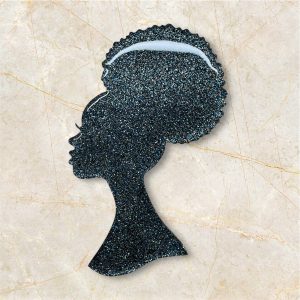 Silhouette Résine – noir pailletée